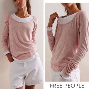 Free People Pink Long Sleeve Top